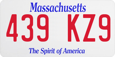 MA license plate 439KZ9