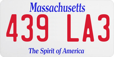 MA license plate 439LA3