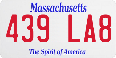 MA license plate 439LA8