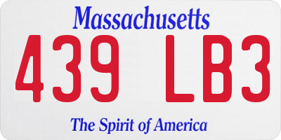 MA license plate 439LB3
