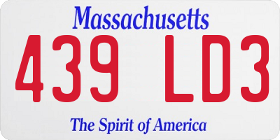 MA license plate 439LD3