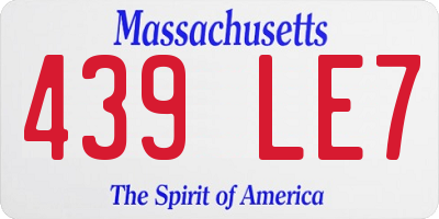 MA license plate 439LE7