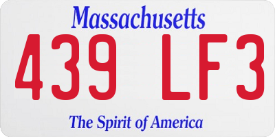 MA license plate 439LF3