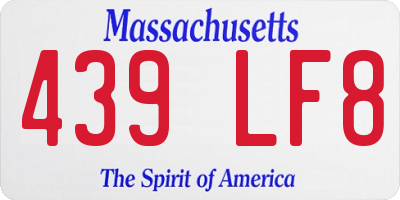 MA license plate 439LF8