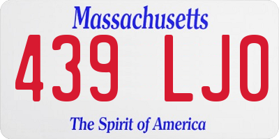 MA license plate 439LJ0