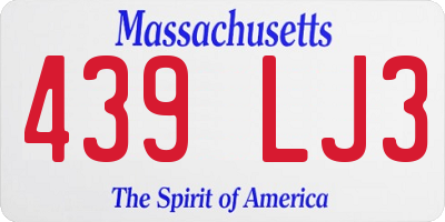 MA license plate 439LJ3