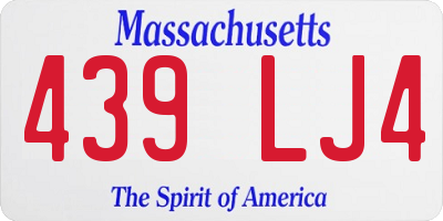 MA license plate 439LJ4