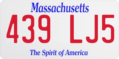 MA license plate 439LJ5