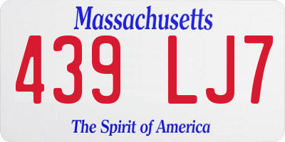 MA license plate 439LJ7
