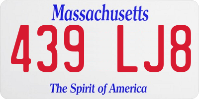 MA license plate 439LJ8