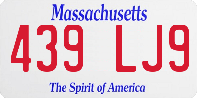 MA license plate 439LJ9