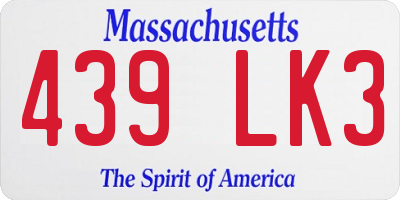 MA license plate 439LK3