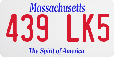 MA license plate 439LK5