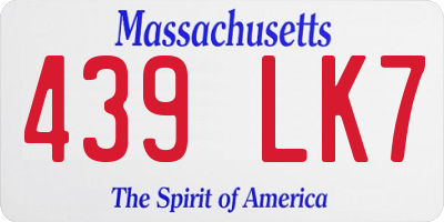 MA license plate 439LK7