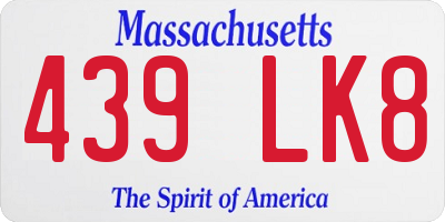 MA license plate 439LK8
