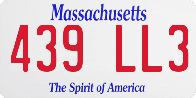 MA license plate 439LL3