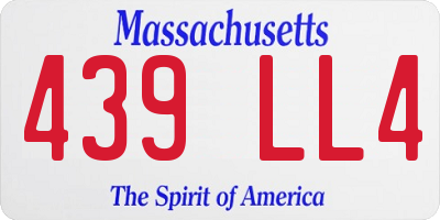 MA license plate 439LL4