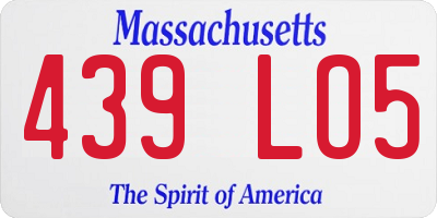 MA license plate 439LO5