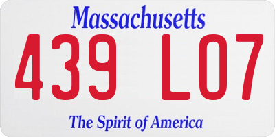 MA license plate 439LO7