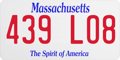 MA license plate 439LO8