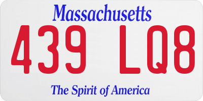 MA license plate 439LQ8