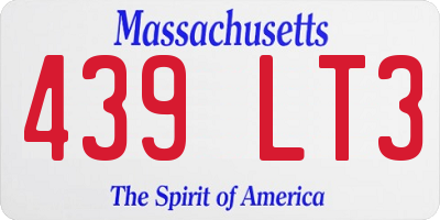 MA license plate 439LT3