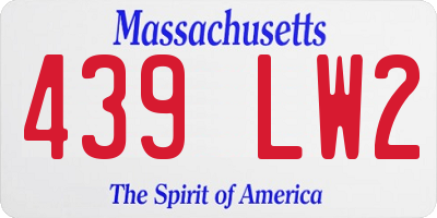 MA license plate 439LW2