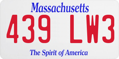 MA license plate 439LW3