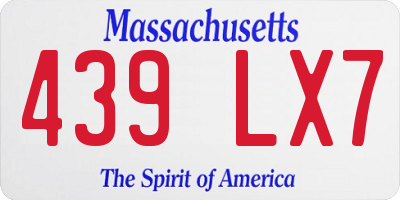 MA license plate 439LX7