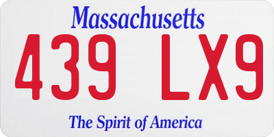 MA license plate 439LX9