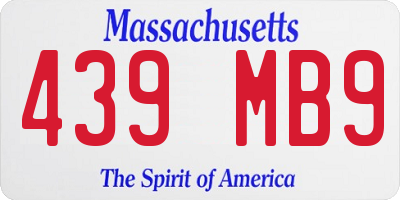 MA license plate 439MB9