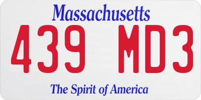 MA license plate 439MD3