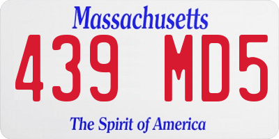 MA license plate 439MD5
