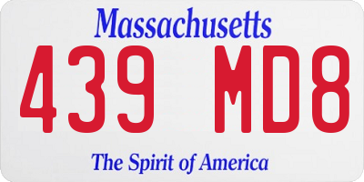 MA license plate 439MD8