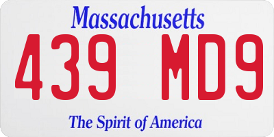 MA license plate 439MD9
