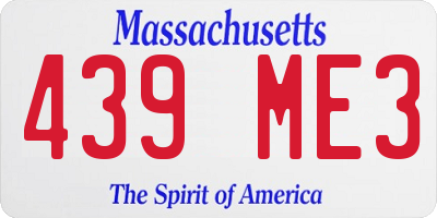 MA license plate 439ME3