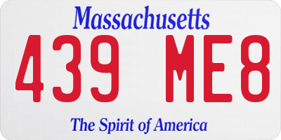 MA license plate 439ME8