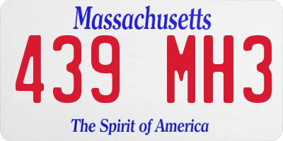 MA license plate 439MH3