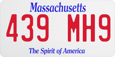 MA license plate 439MH9