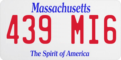 MA license plate 439MI6
