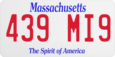 MA license plate 439MI9