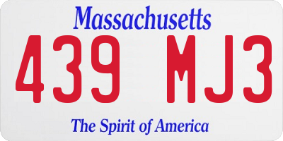MA license plate 439MJ3