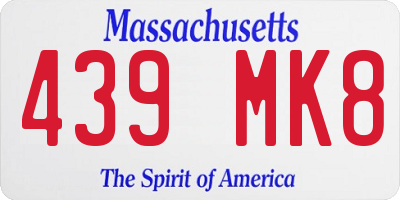 MA license plate 439MK8