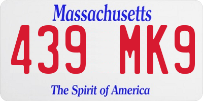 MA license plate 439MK9