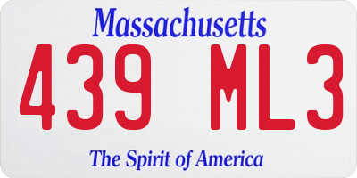 MA license plate 439ML3
