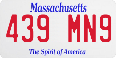 MA license plate 439MN9