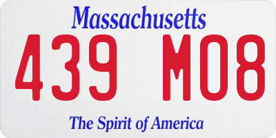 MA license plate 439MO8
