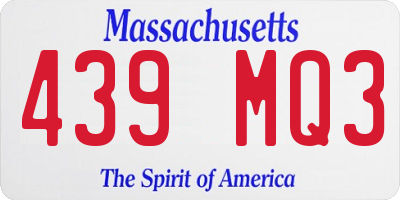 MA license plate 439MQ3