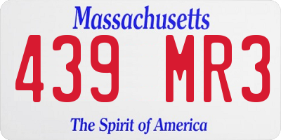 MA license plate 439MR3