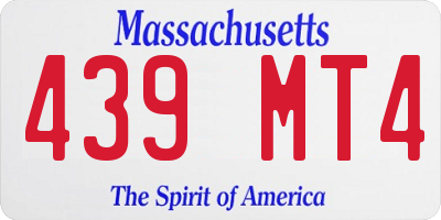 MA license plate 439MT4